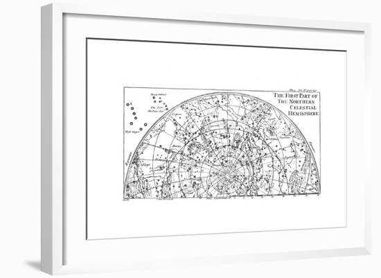 First Part of the Star Chart of the Northern Celestial Hemisphere Showing Constellations, 1747-null-Framed Giclee Print