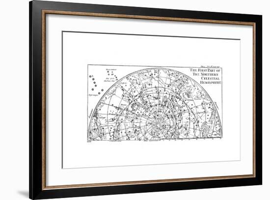 First Part of the Star Chart of the Northern Celestial Hemisphere Showing Constellations, 1747-null-Framed Giclee Print