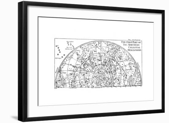 First Part of the Star Chart of the Northern Celestial Hemisphere Showing Constellations, 1747-null-Framed Giclee Print