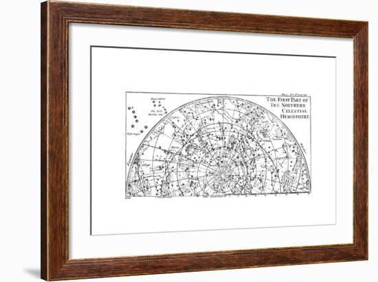 First Part of the Star Chart of the Northern Celestial Hemisphere Showing Constellations, 1747-null-Framed Giclee Print