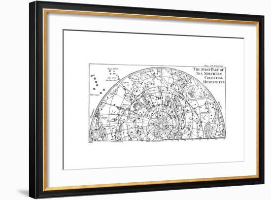 First Part of the Star Chart of the Northern Celestial Hemisphere Showing Constellations, 1747-null-Framed Giclee Print