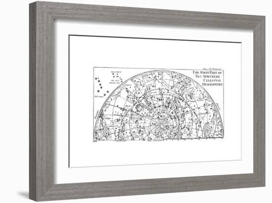 First Part of the Star Chart of the Northern Celestial Hemisphere Showing Constellations, 1747-null-Framed Giclee Print