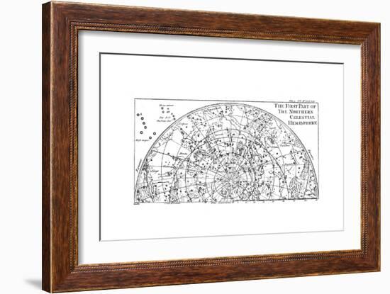 First Part of the Star Chart of the Northern Celestial Hemisphere Showing Constellations, 1747-null-Framed Giclee Print