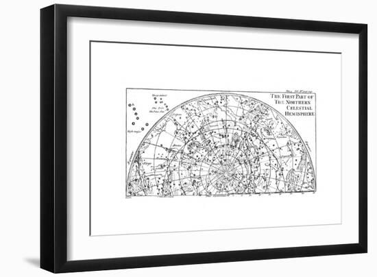 First Part of the Star Chart of the Northern Celestial Hemisphere Showing Constellations, 1747-null-Framed Giclee Print