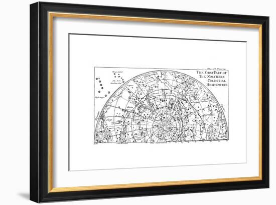 First Part of the Star Chart of the Northern Celestial Hemisphere Showing Constellations, 1747-null-Framed Giclee Print
