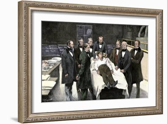 First Public Demonstration of Surgical Anesthesia, Massachusetts General Hospital, Boston, 1846-null-Framed Giclee Print