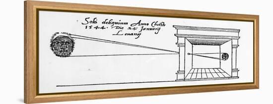 First Published Illustration of a Camera Obscura Observing a Solar Eclipse in January 1544-null-Framed Premier Image Canvas