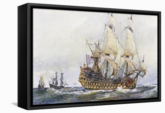 First-Rank French Ship at Time of Colbert (17th Century), Watercolour by Albert Sebille (1874-1953)-null-Framed Premier Image Canvas