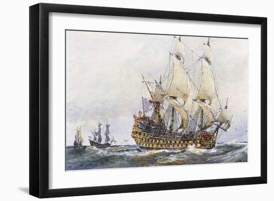 First-Rank French Ship at Time of Colbert (17th Century), Watercolour by Albert Sebille (1874-1953)-null-Framed Giclee Print