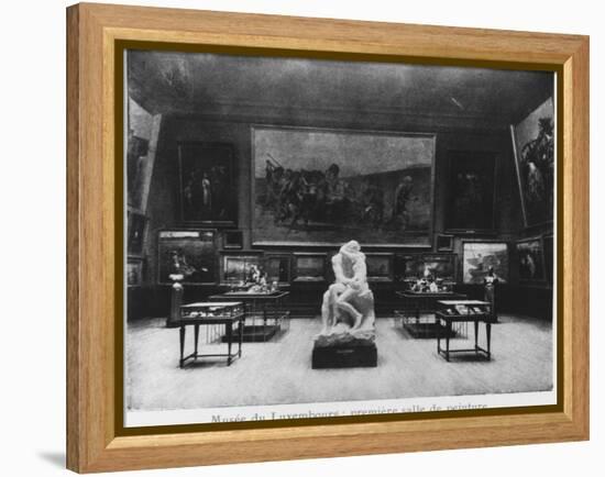 First Room of Paintings with the Kiss by Auguste Rodin, Musee Du Luxembourg, Paris, C.1910-French Photographer-Framed Premier Image Canvas