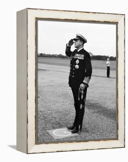 First Sea Lord of the Admiralty Earl Mountbatten Visiting the Rnas at Lee on Solent 1955-null-Framed Premier Image Canvas