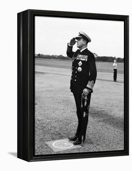 First Sea Lord of the Admiralty Earl Mountbatten Visiting the Rnas at Lee on Solent 1955-null-Framed Premier Image Canvas