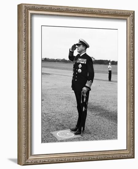 First Sea Lord of the Admiralty Earl Mountbatten Visiting the Rnas at Lee on Solent 1955-null-Framed Photographic Print