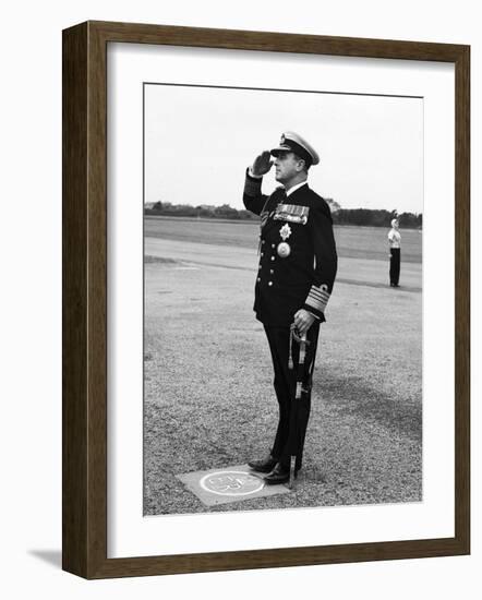 First Sea Lord of the Admiralty Earl Mountbatten Visiting the Rnas at Lee on Solent 1955-null-Framed Photographic Print