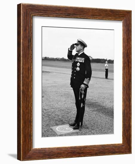 First Sea Lord of the Admiralty Earl Mountbatten Visiting the Rnas at Lee on Solent 1955-null-Framed Photographic Print