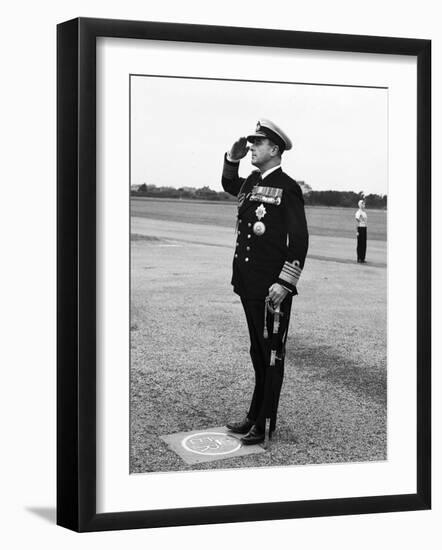 First Sea Lord of the Admiralty Earl Mountbatten Visiting the Rnas at Lee on Solent 1955-null-Framed Photographic Print