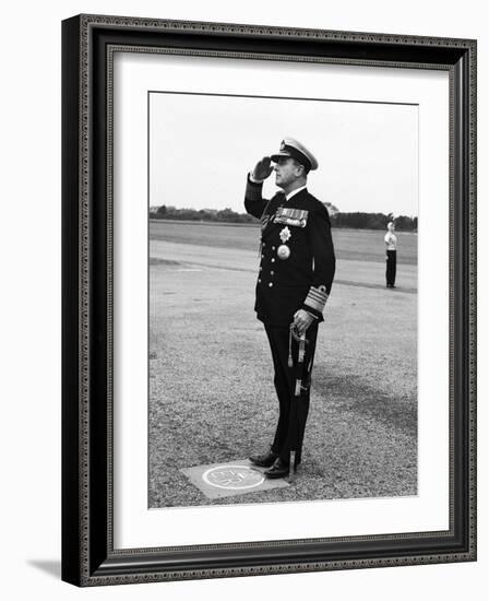 First Sea Lord of the Admiralty Earl Mountbatten Visiting the Rnas at Lee on Solent 1955-null-Framed Photographic Print