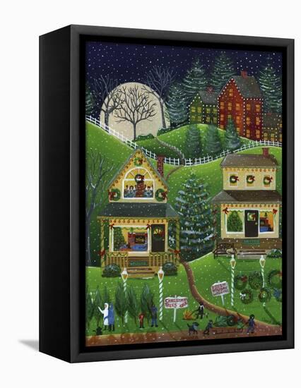 First Snow Fall at Christmas-Cheryl Bartley-Framed Premier Image Canvas