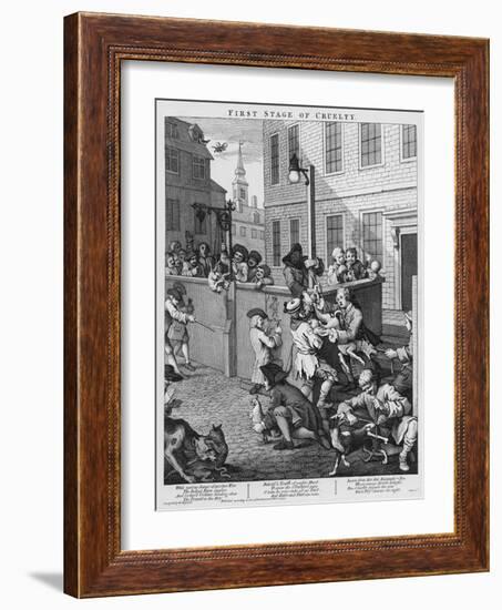 First Stage of Cruelty, 1751-William Hogarth-Framed Giclee Print