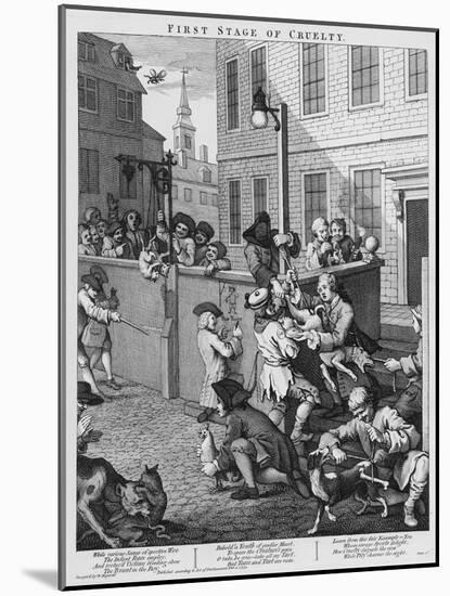 First Stage of Cruelty, 1751-William Hogarth-Mounted Giclee Print