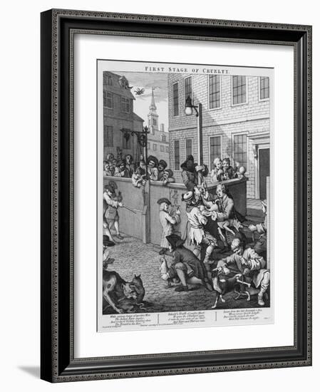 First Stage of Cruelty, 1751-William Hogarth-Framed Giclee Print