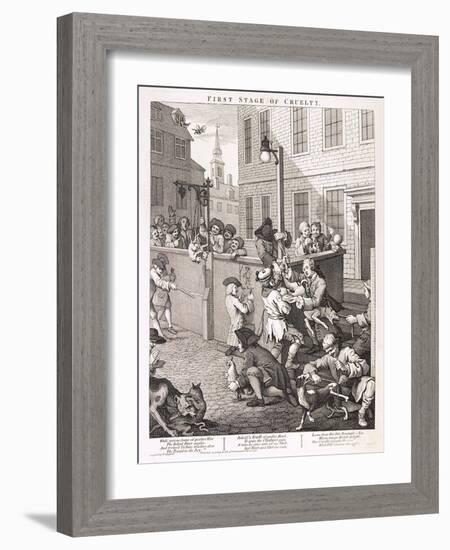 First Stage of Cruelty, Plate I from the Four Stages of Cruelty, 1751-William Hogarth-Framed Premium Giclee Print