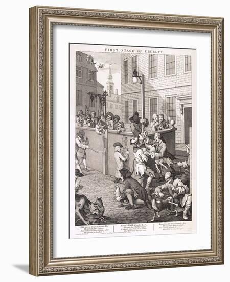 First Stage of Cruelty, Plate I from the Four Stages of Cruelty, 1751-William Hogarth-Framed Giclee Print