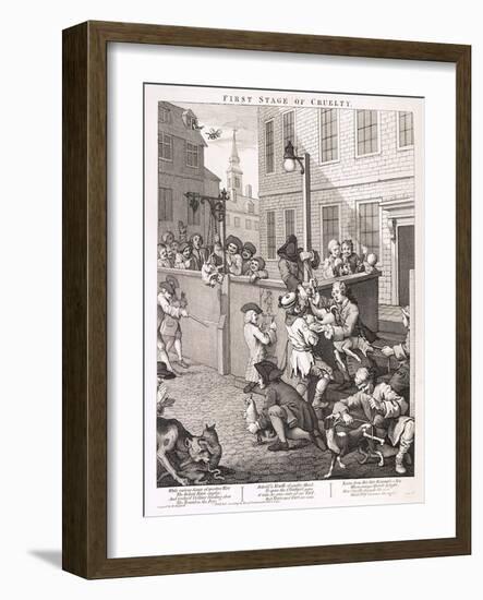 First Stage of Cruelty, Plate I from the Four Stages of Cruelty, 1751-William Hogarth-Framed Giclee Print