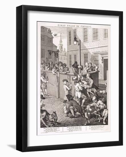 First Stage of Cruelty, Plate I from the Four Stages of Cruelty, 1751-William Hogarth-Framed Giclee Print