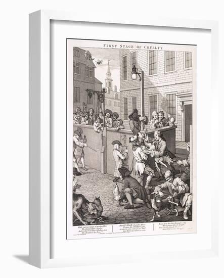 First Stage of Cruelty, Plate I from the Four Stages of Cruelty, 1751-William Hogarth-Framed Giclee Print