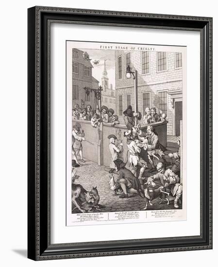 First Stage of Cruelty, Plate I from the Four Stages of Cruelty, 1751-William Hogarth-Framed Giclee Print