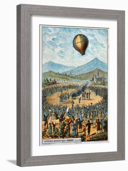 First Test Flight of a Hot Air Balloon at Annonay, France, 4 June, 1783-null-Framed Giclee Print