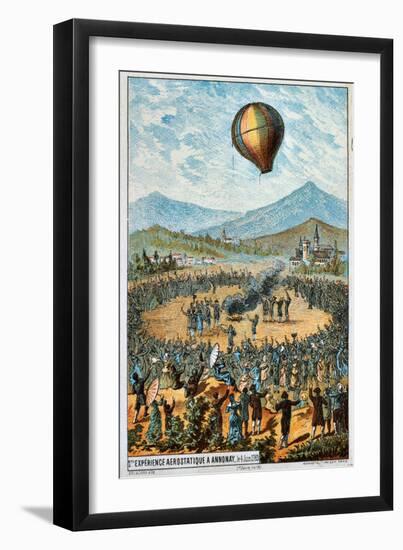 First Test Flight of a Hot Air Balloon at Annonay, France, 4 June, 1783-null-Framed Giclee Print