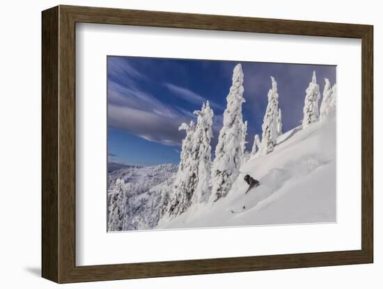 First Tracks on Evans Heaven on Sunny Powder Morning at Whitefish Mountain Resort, Montana-Chuck Haney-Framed Photographic Print