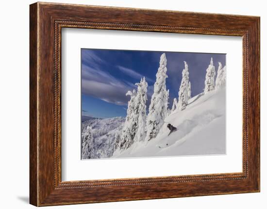 First Tracks on Evans Heaven on Sunny Powder Morning at Whitefish Mountain Resort, Montana-Chuck Haney-Framed Photographic Print