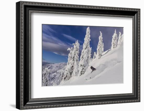 First Tracks on Evans Heaven on Sunny Powder Morning at Whitefish Mountain Resort, Montana-Chuck Haney-Framed Photographic Print