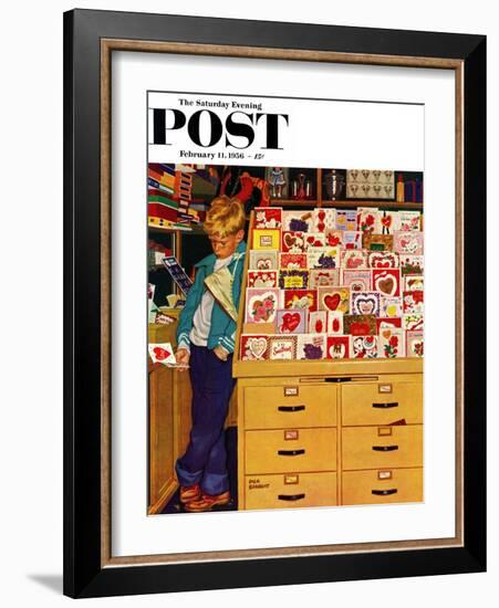 "First Valentine" Saturday Evening Post Cover, February 11, 1956-Richard Sargent-Framed Giclee Print