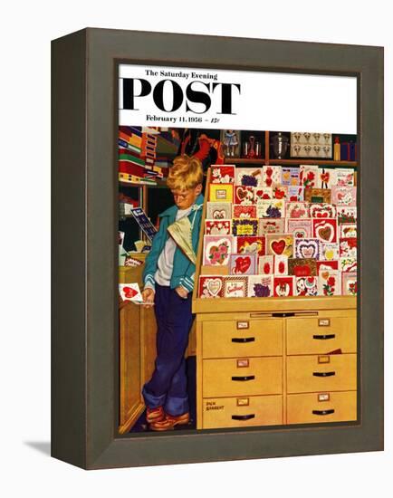 "First Valentine" Saturday Evening Post Cover, February 11, 1956-Richard Sargent-Framed Premier Image Canvas