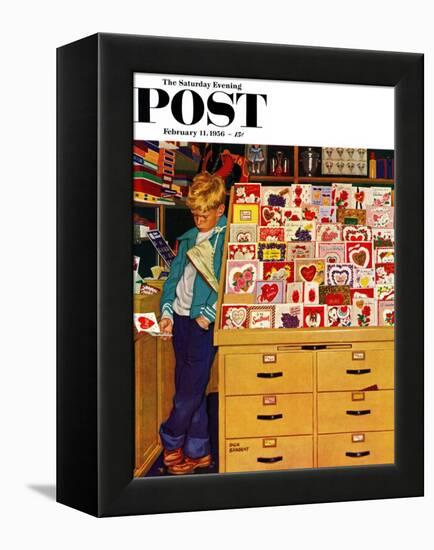"First Valentine" Saturday Evening Post Cover, February 11, 1956-Richard Sargent-Framed Premier Image Canvas