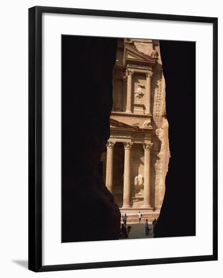 First View of Petra at the End of the Siq Entrance Gorge, Petra, Jordan, Middle East-Waltham Tony-Framed Photographic Print