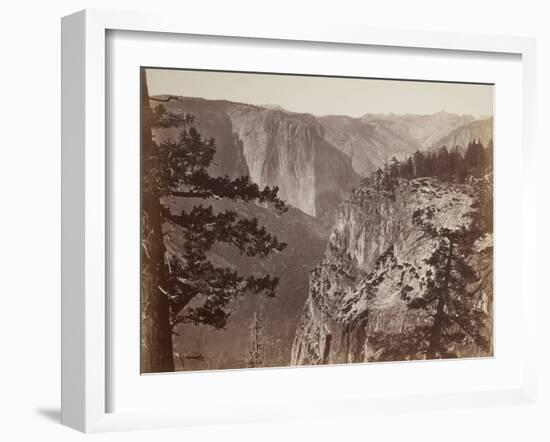 First View of the Yosemite Valley from the Mariposa Trail, 1865-66-Carleton Emmons Watkins-Framed Photographic Print