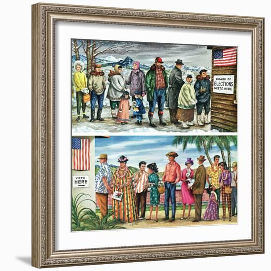 "First Vote in the New States," November 12, 1960-Constantin Alajalov-Framed Giclee Print