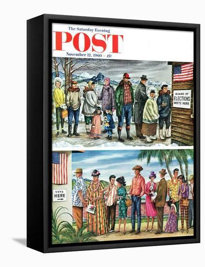 "First Vote in the New States," Saturday Evening Post Cover, November 12, 1960-Constantin Alajalov-Framed Premier Image Canvas