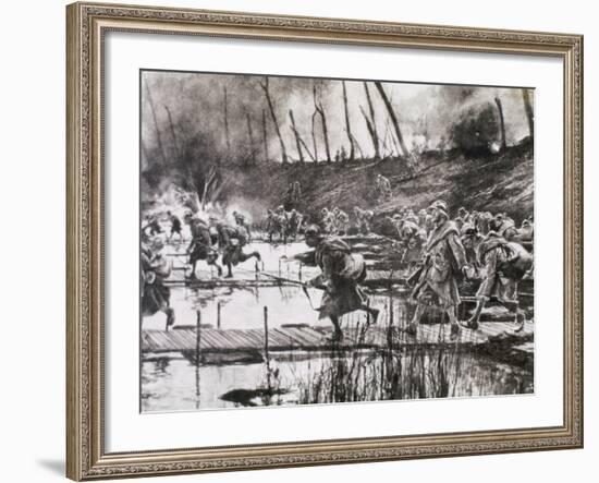 First World War (1914-1918). French Army Crosses the River Isere on Improvised Gateways-Prisma Archivo-Framed Photographic Print