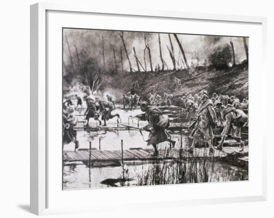 First World War (1914-1918). French Army Crosses the River Isere on Improvised Gateways-Prisma Archivo-Framed Photographic Print