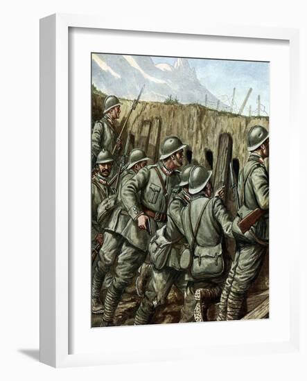 First World War: “” Soldiers of the Italian Army in the Trenches, 1916” (Wwi: Italian Soldiers in T-Tancredi Scarpelli-Framed Giclee Print