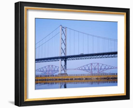 Firth of Forth Bridges, 1964 Road Suspension Bridge, 1890 Rail Bridge, Scotland, UK-Anthony Waltham-Framed Photographic Print