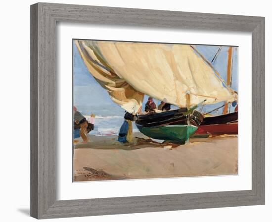 Fischer, verankerte Boote, Valencia-Joaquin Sorolla-Framed Giclee Print