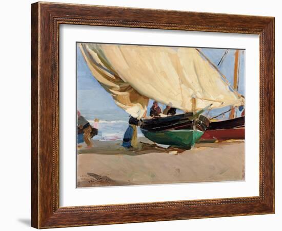 Fischer, verankerte Boote, Valencia-Joaquin Sorolla-Framed Giclee Print