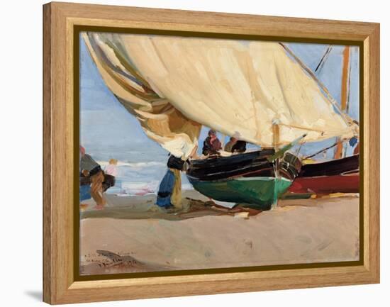 Fischer, verankerte Boote, Valencia-Joaquin Sorolla-Framed Premier Image Canvas